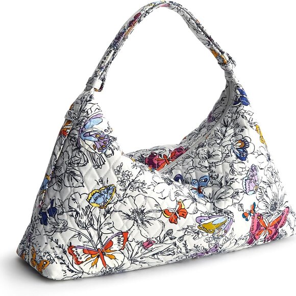 Accessories - Cotton Shoulder Bag Women Large Capacity Zipper Durable Tote for Everyday Use